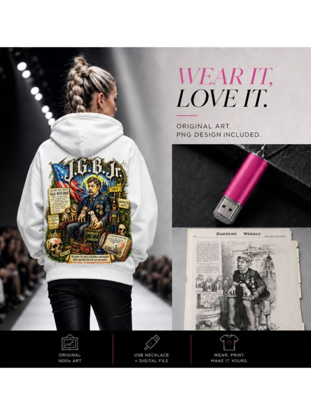 Harpers Weekly, Thomas Nast, Political Cartoon, tshirt design, usb necklace